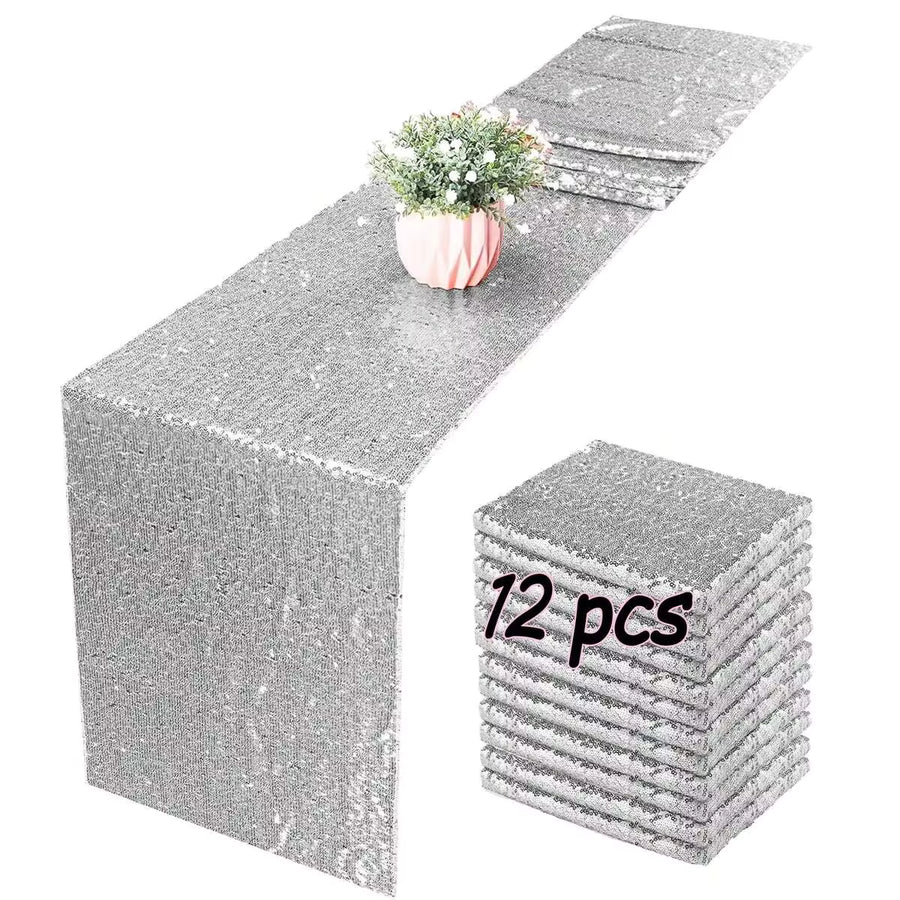 1/6/12Pcs Gold Sequined Table Runner Set, 180/220/300x30Cm, Disposable Party Tablecloth, Sparkly Wedding,Birthday Decoration, Suitable For Bridal Showers And Table Decorations,,Valentine's Day, Home Decor, Room Decor,Bachelorette,Easter,Graduation